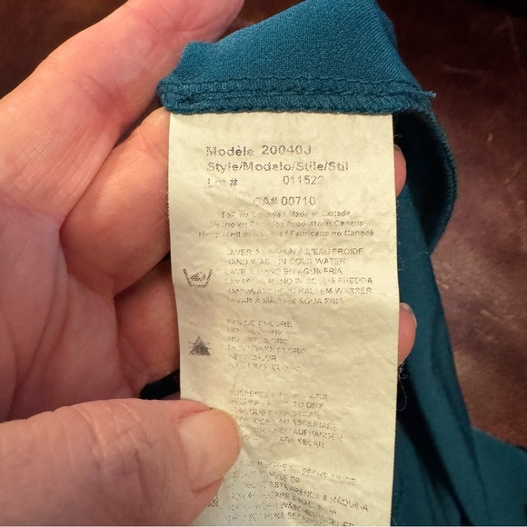 Joseph Ribkoff Teal Asymmetric Tunic Top Roll Tab Sleeves - Picture 6 of 7